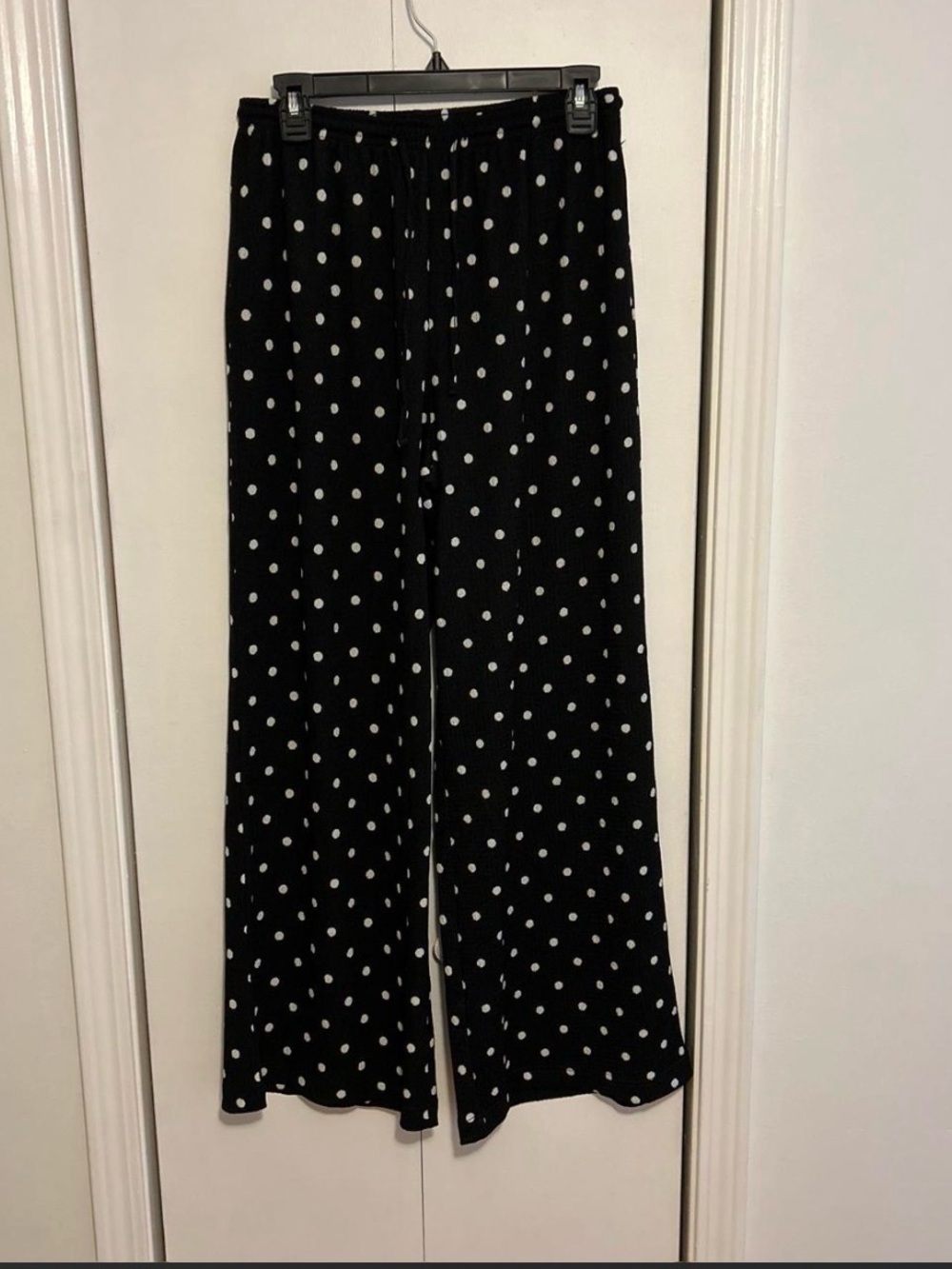 H&M Black Wide Leg Pants with White Polka Dots